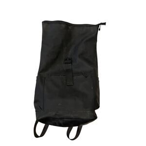 Top Loading Drawstring Faux Leather Black Backpack